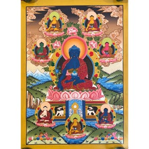 Master Quality Medicine Buddha Thangka Painting, Handmade Tibetan Wall Art - Healing Buddha for Better Health