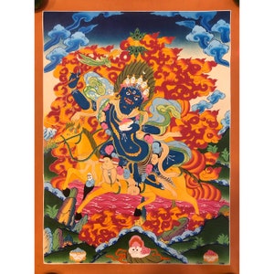 Palden Lhamo Thangka, Dharma Protector, Handmade Thangka on Cotton Canvas From Nepal