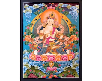 Master Quality Vajrasattva Thangka Painting, Genuine Handmade Tibetan Art for Decoration, Yoga and Meditation