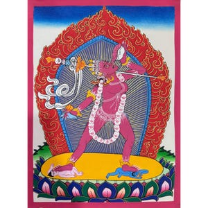 Vajrayogini Thangka Painting, Handmade Thangka on Cotton Canvas From Nepal