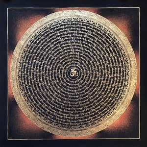 Chanting Compassion Mantra Mandala, Prayer Mandala Thanka, Om Mani Padme Hum Thangka