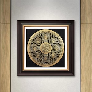 Mantra Mandala Om Mane Padme Hum Fine Quality Tibetan Thangka Painting, Compassion Mandala thangka thanka Painting Buddha Meditation