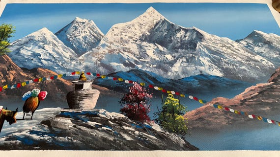 88x47cm Abstract Art of Mount Everest, Best for Office and Home