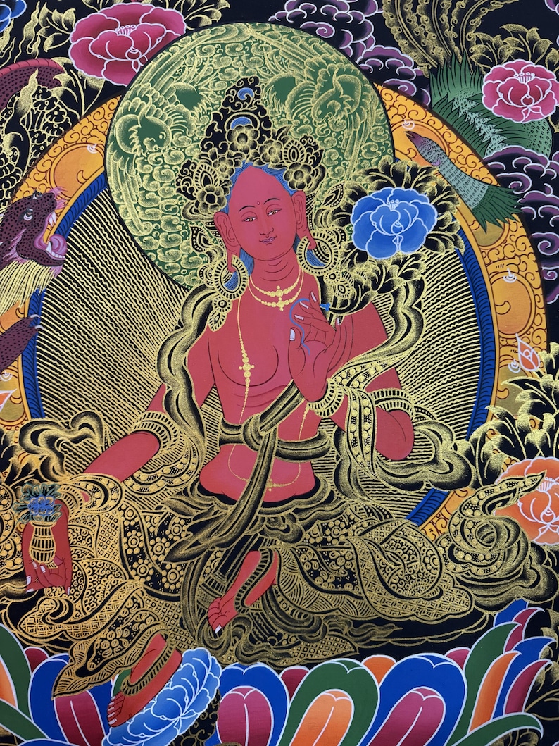 Tangka Red Fine Quality Red Tara Thangka Painting, Best for Meditation and ...