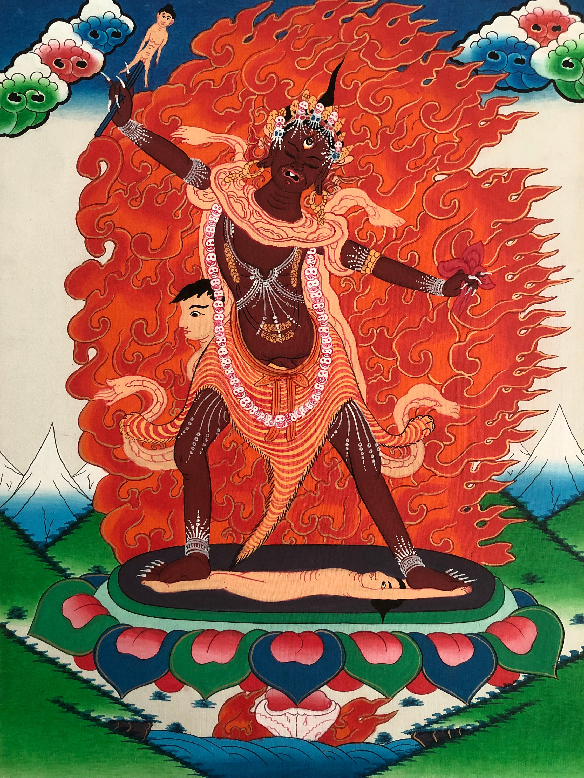 タンカアート 56 x 42 CM エカジャティ タンカ アート、瞑想と壁の装飾用