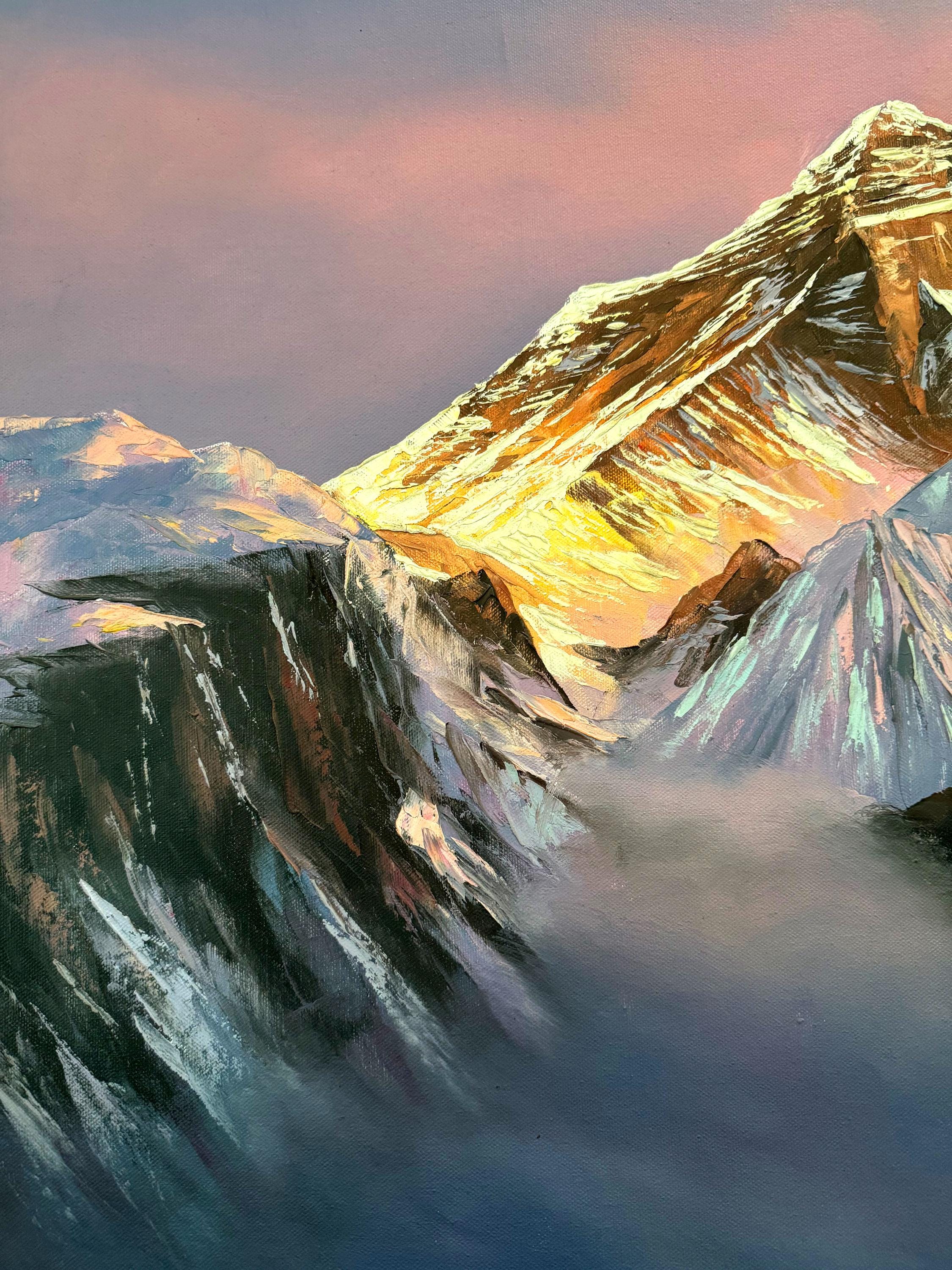 Mt. Everest Acrylic Painting, Abstract Art of Mountain, Best for