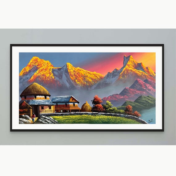 88x47cm Machhapuchhre, Fishtail Mountain, Abstract Art of Mountain
