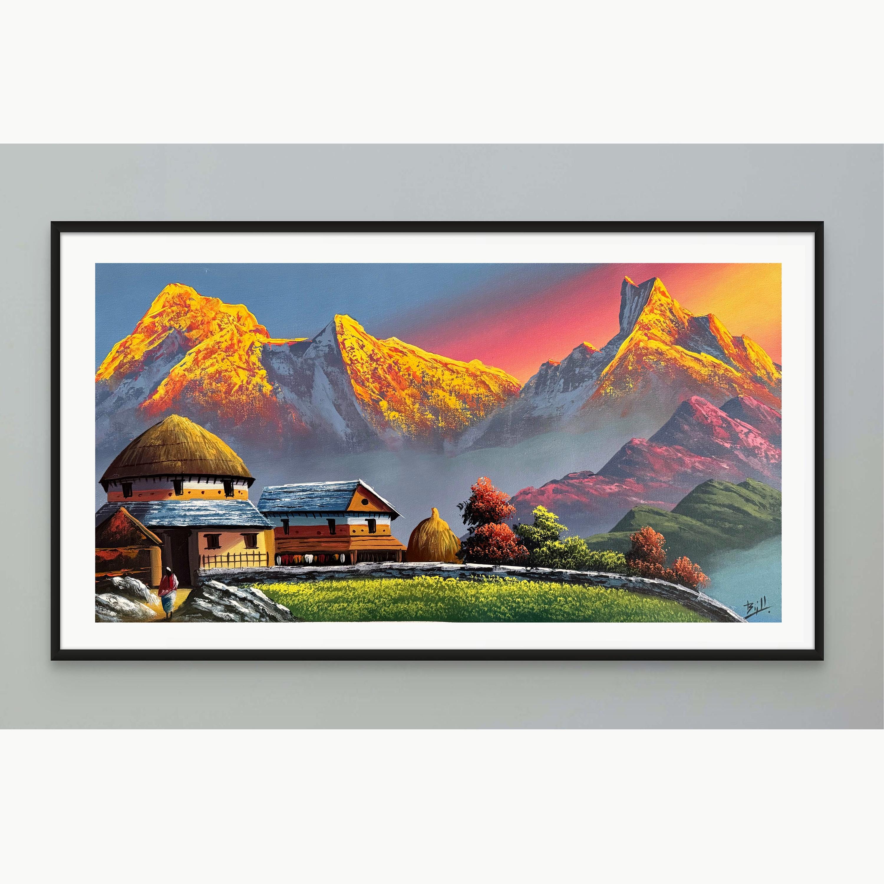 fish mountain accent トラウジョン 88x47cm Machhapuchhre, Fishtail Mountain, Abstract Art of Mountain