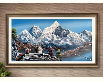 希少❗️お値引きしました‼️昭和の米びつ　エベレストEverestストッカー 88x47cm Abstract Art of Mount Everest, Best for Office and Home