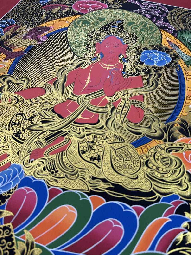 Tangka Red Fine Quality Red Tara Thangka Painting, Best for Meditation and ...