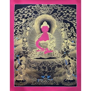 Amitabha Buddha Thangka Painting, Handmade Sacred Thangka Painting for Meditation and Good Luck to house, Tibetan Wall Decoration Painting