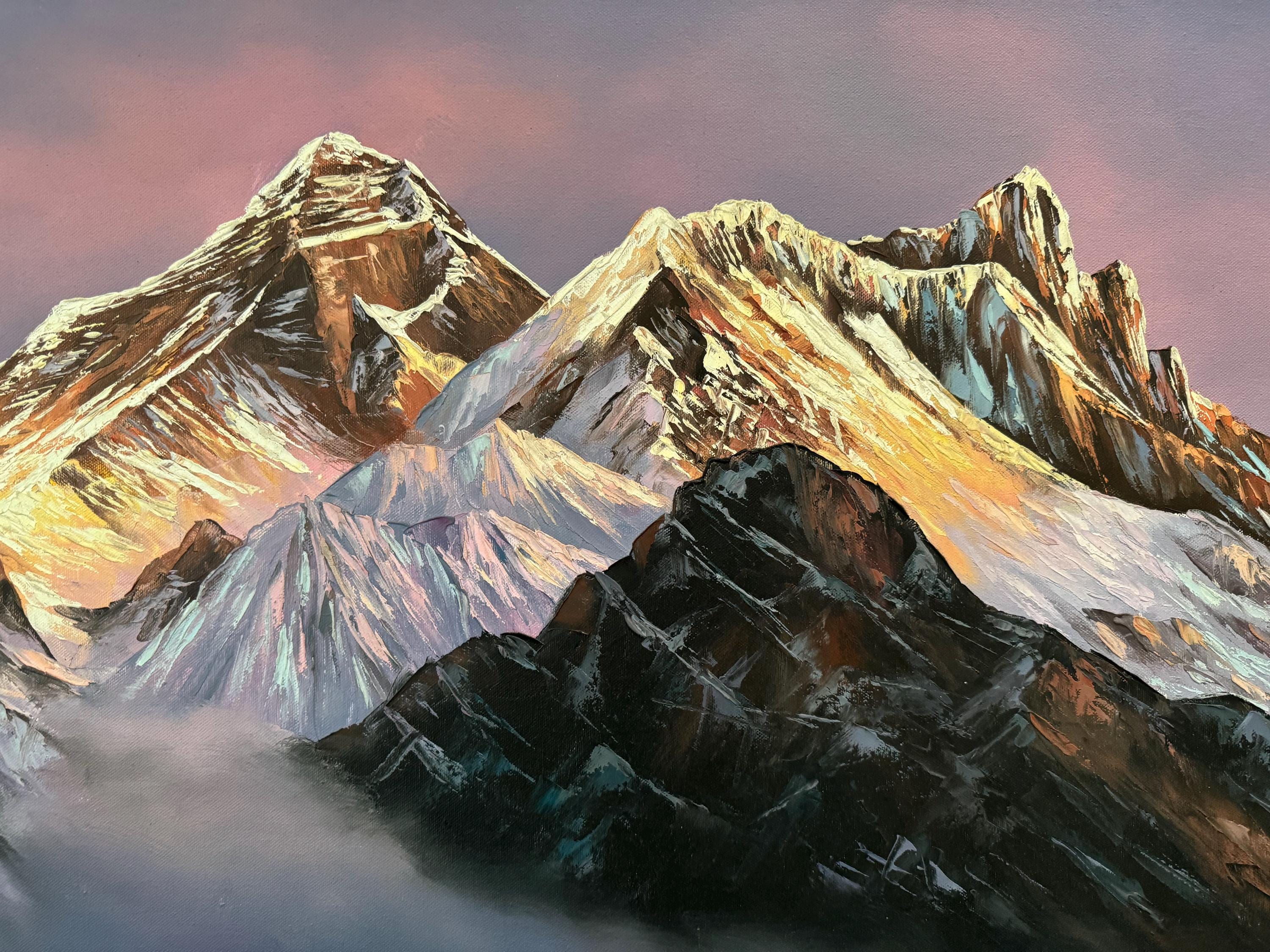 Mt. Everest Acrylic Painting, Abstract Art of Mountain, Best for