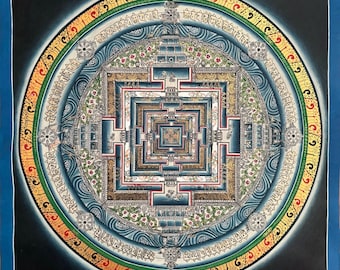 Kalachakra Mandala Thangka Painting, Master Quality Tibetan Art for Decoration, Meditation and Yoga
