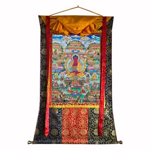 Genuine Hanmade Amitabha Buddha Thangka Painting, Pureland Thangka Painting