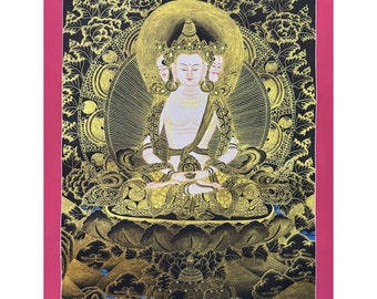 Maha Vairocana , Sarvavid Vairocana Thangka, Handmade Sacred Thangka Painting for Meditation, Tibetan Wall Decoration Painting