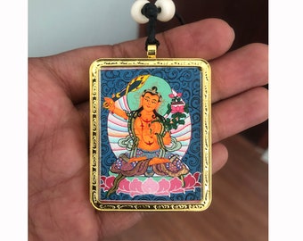 Genuine Tibetan Hand Painted Manjushree Ghau Thangka - Small Thangka Paintings - Best for Good Fortune and Prosperity