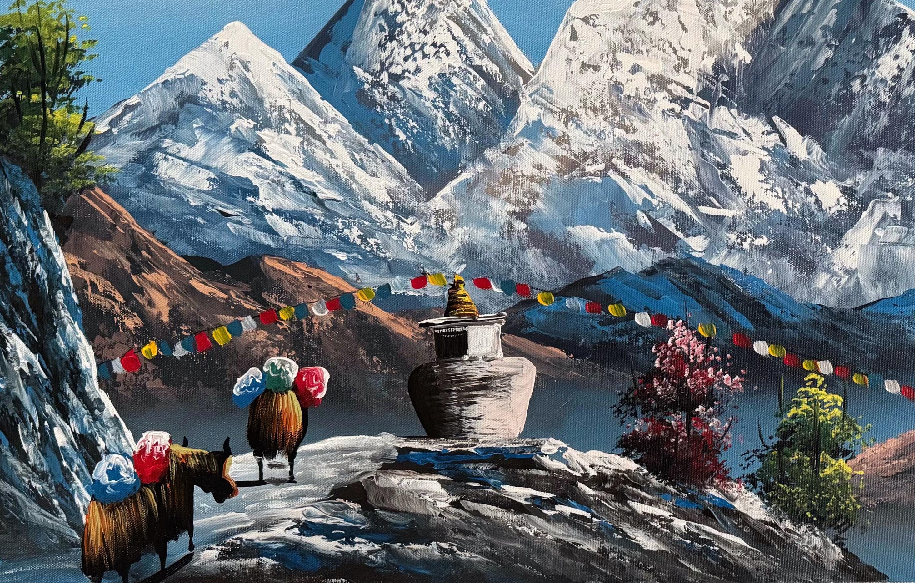 88x47cm Abstract Art of Mount Everest, Best for Office and Home