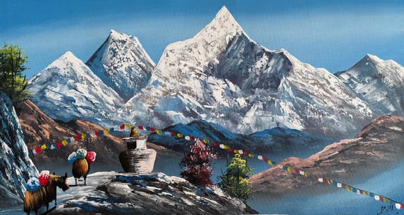 88x47cm Abstract Art of Mount Everest, Best for Office and Home