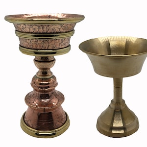 2x Set of two Butter lamp, Buddhist Butter Lamp made from copper, Vintage tibetan butter lamp copper brass altar offering pray light