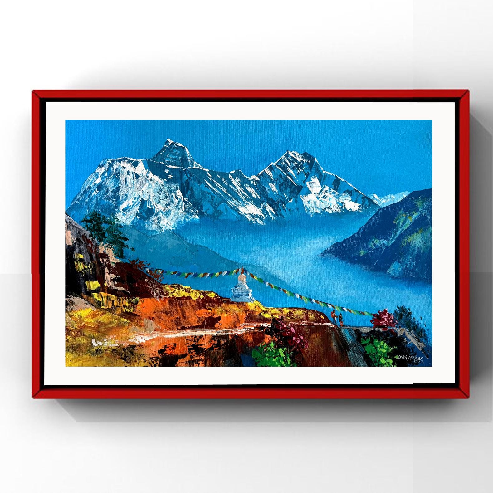 Mount Everest Acrylic Painting – Himalayan Landscape Wall Art - Etsy
