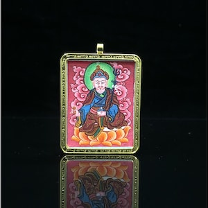 Genuine Tibetan Hand Painted Guru Rinpoche, Padmasambhava Ghau Thangka - Small Thangka Paintings for locket - Best for Good Fortune