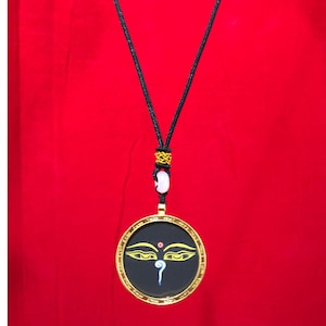 Handmade Buddha Eye Pendant Thangka, Buddha Eye Amulet Thanka, necklace, jewellery, handmade