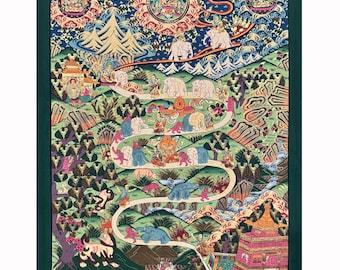 手作りの天国への道タンカ絵画：チベットの瞑想アート - Etsy 日本