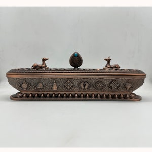 Handmade Eight Auspicious Symbols carved Tibetan Incense Burner