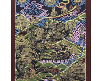 チベット手描き　ニルヴァーナ涅槃への道 楽天市場】高級肉筆仏画 釈迦涅槃図 一点もの : 仏像仏画