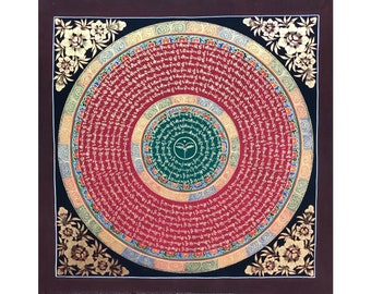 22x22 Inch Buddha Eye Mantra Mandala, Prayer Mandala of Compassion, Chanting Mandala for Goodluck