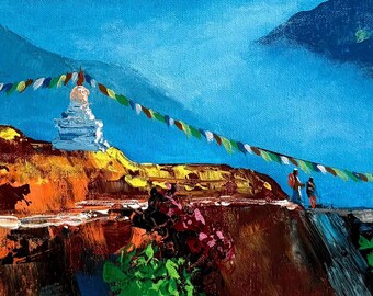 Mount Everest Acrylic Painting – Himalayan Landscape Wall Art - Etsy
