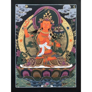 High Quality Manjushree Thangka Painting, Best for Good Luck for House and Office, Tibetan Wall Decoration Painting