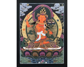 High Quality Manjushree Thangka Painting, Best for Good Luck for House and Office, Tibetan Wall Decoration Painting