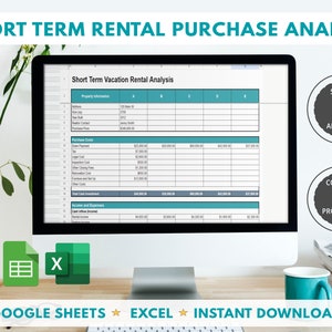 Short Term Rental Spreadsheet | Air BnB Cost Analysis | Editable Spreadsheets | Spreadsheet Template Excel and Google Sheets