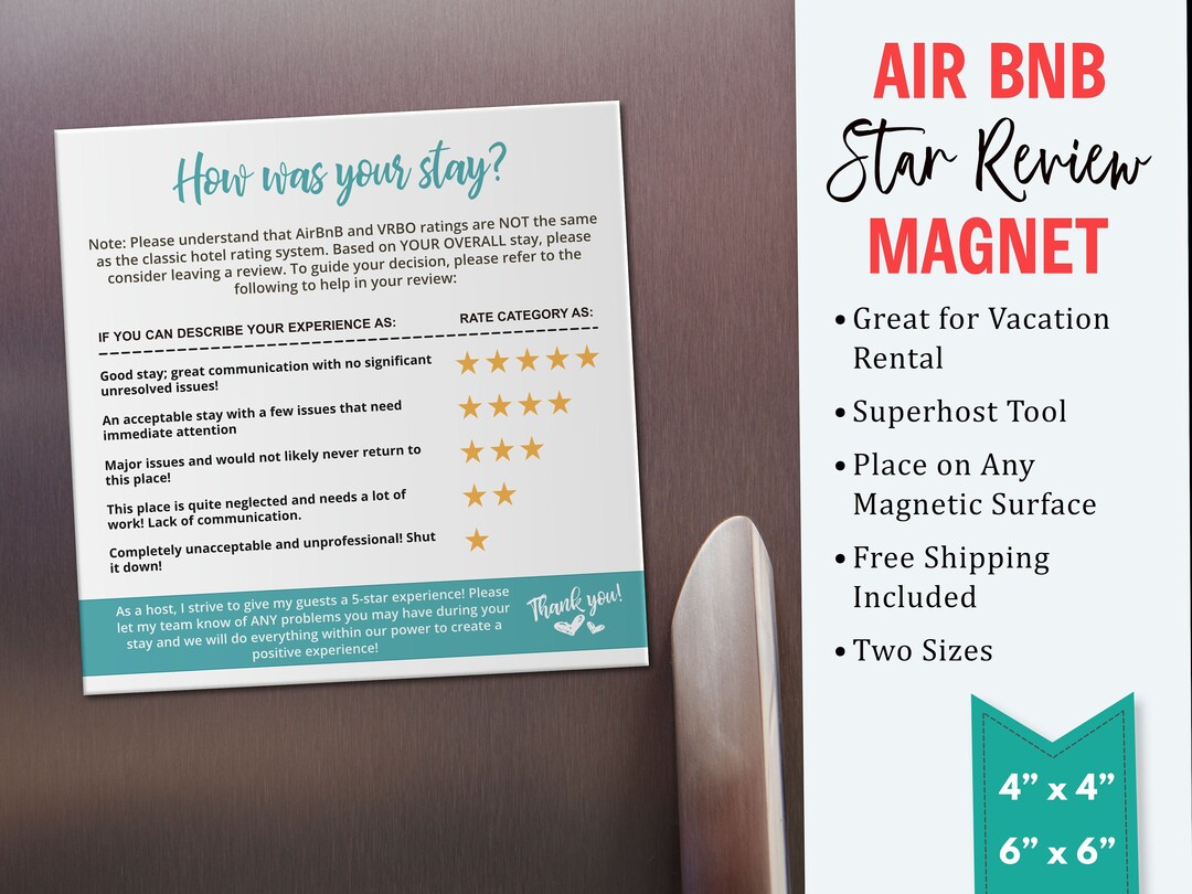 Airbnb Star Rating Airbnb Signs 5 Star Review Etsy