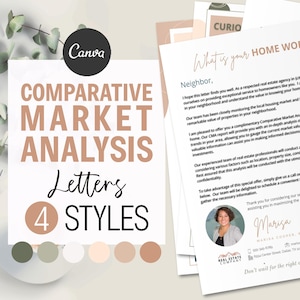 CMA Real Estate Comparative Market Analysis Letters | Canva Template for Realtors Marketing Strategy for Real Estate CMA Template Bundle