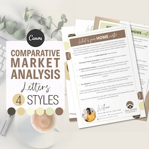 CMA Real Estate Comparative Market Analysis Letters | Canva Template for Realtors Marketing Strategy for Real Estate CMA Template Bundle