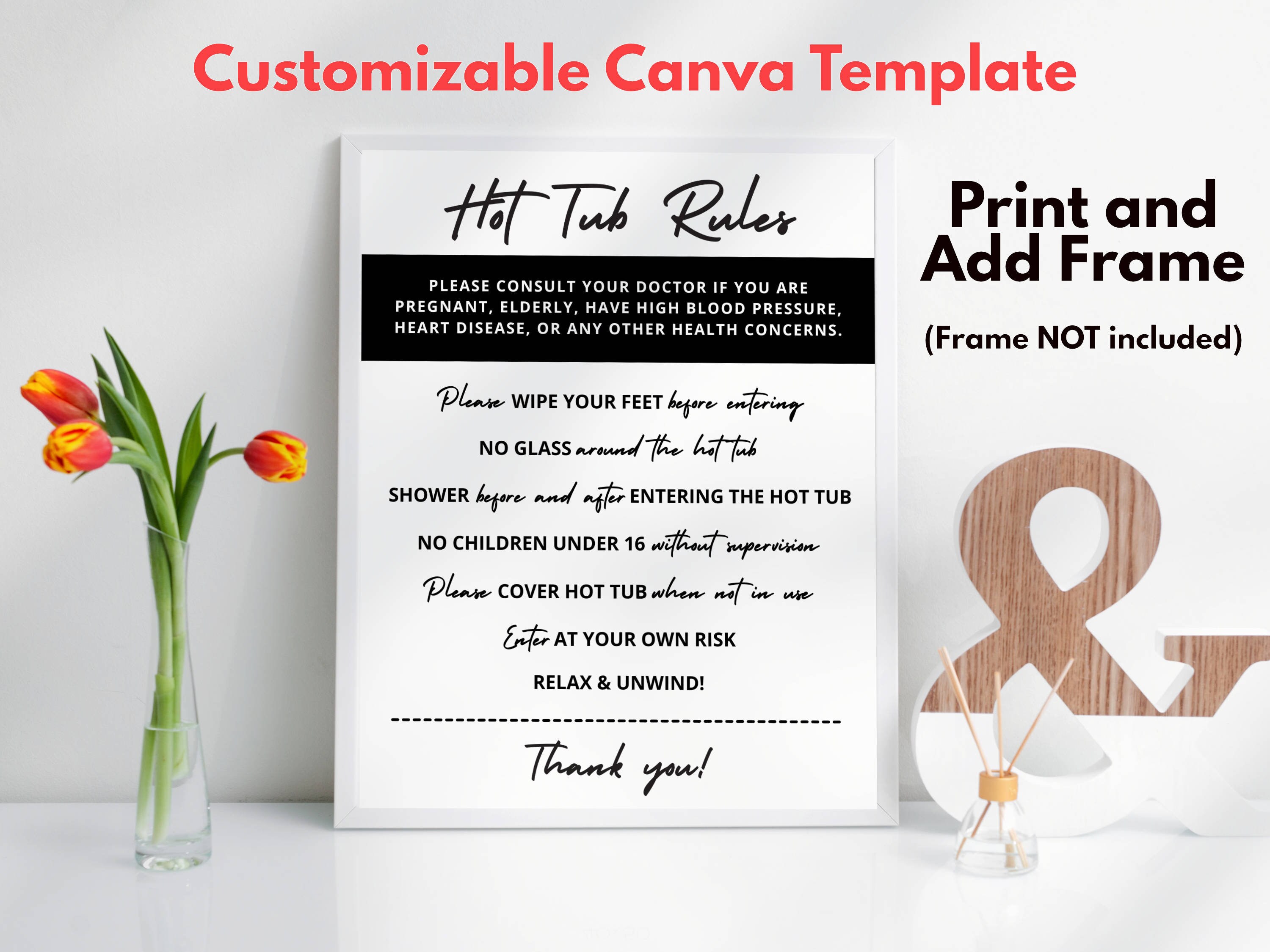 Airbnb Signs Hot Tub Sign VRBO Hot Tub Rules Canva Etsy