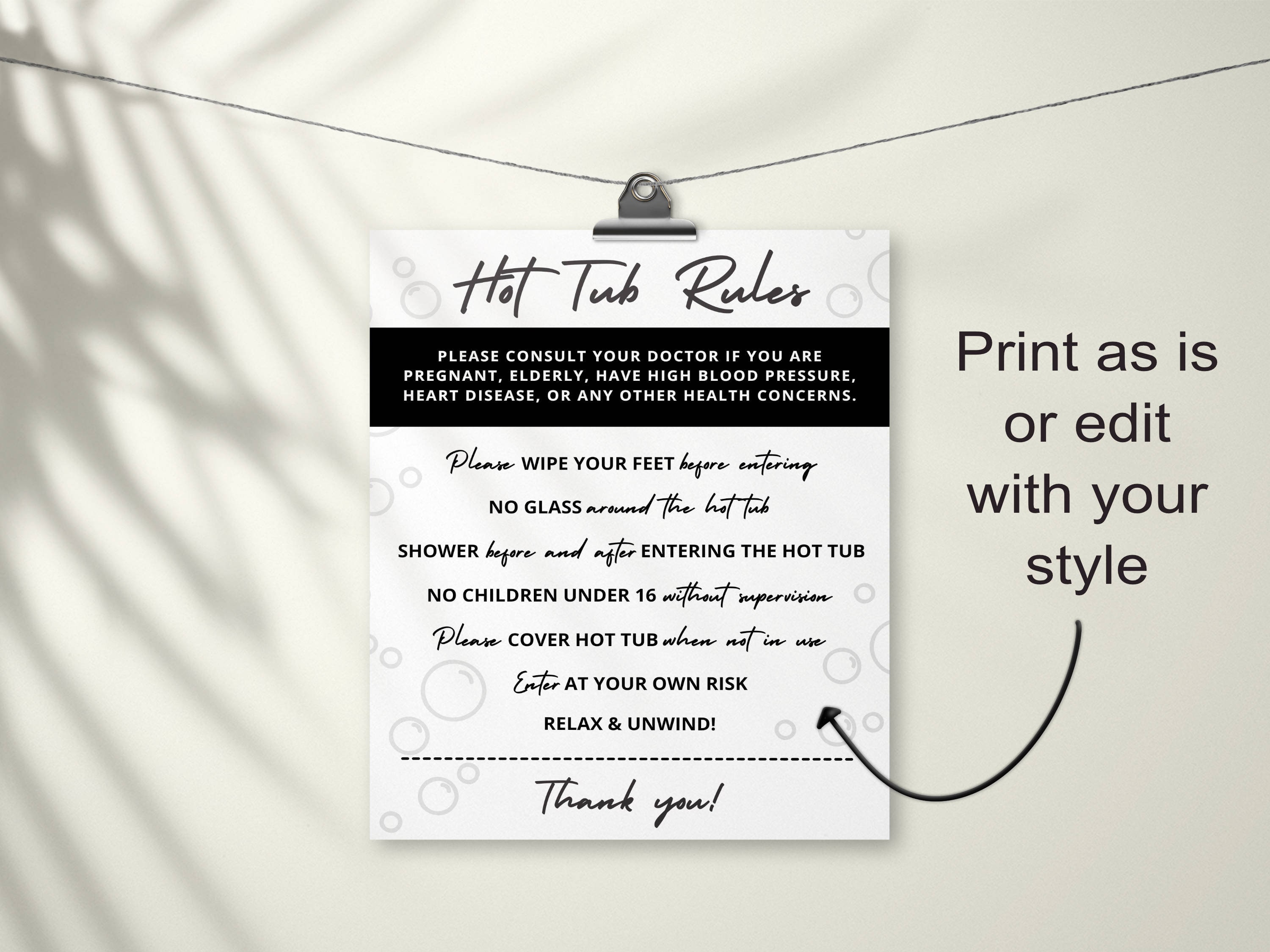 Airbnb Signs Hot Tub Sign VRBO Hot Tub Rules Canva Etsy