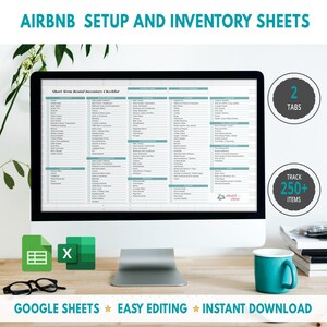 Inventory Checklist Spreadsheet | AirBnB Spreadsheet  | AirBnB Host | Google Sheets Template | Spreadsheet Template | To Do List Template