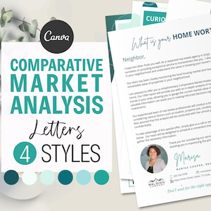 Real Estate Comparative Market Analysis (CMA) Letters | Canva Template for Realtors Marketing Strategy for Real Estate CMA Template Bundle