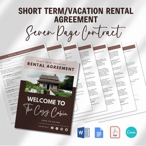 Vacation Rental Agreement for Short Term Rentals [EDITABLE], Instant Download Printable; AirBnB Tools