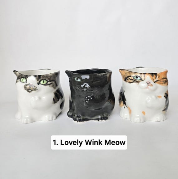 カスタム猫肖像マグカップ、手作り陶器ペット彫刻 - Etsy 日本