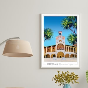 Reiseposter Perpignan Palast der Könige von Mallorca • Reiseposter • Illustration • Wandkunst • Wohndekoration • Originelles Geschenk
