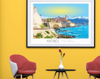 Antibes Juan-les-Pins Poster, Stadtposter, Reiseposter, Cote d&#39;Azur, Vintage-Poster, Frankreich-Poster, Kunst, Geschenk, Wohnkultur