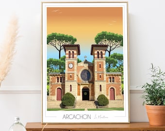 Reiseplakat Arcachon • Vintage-Plakat Le Moulleau • Stadtplakat • Frankreich • Becken von Arcachon • Düne von Pilat • Wanddekoration, Geschenk