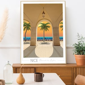 Schönes Reiseplakat • Promenade des Anglais • Französische Riviera • Stadtplakat • Kunst • Reiseplakat • Vintage-Plakat • Frankreich-Plakat • Geschenk