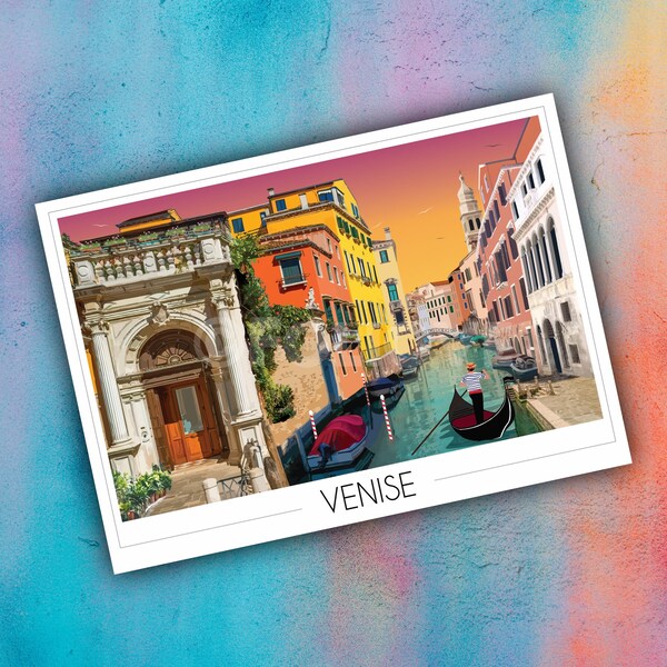 Affiche Voyage Venise • Venice Print • Travel Poster • Poster ville • Art • Venice Gondola • Décoration murale • Cadeau • Fine Art Print