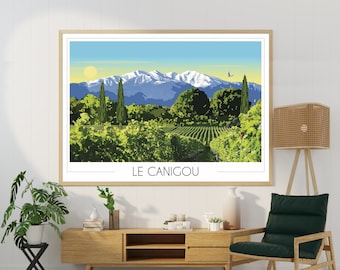 Affiche de voyage Canigou • Poster ville • Art • Pyrénées Orientales • Catalogne • Nature • Décoration murale • Cadeau • Travel Poster