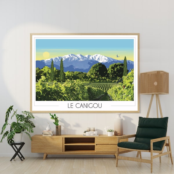 Affiche de voyage Canigou • Poster ville • Art • Pyrénées Orientales • Catalogne • Nature • Décoration murale • Cadeau • Travel Poster